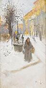 Alf Wallander Artillerigatan in Winter Dress oil painting artist